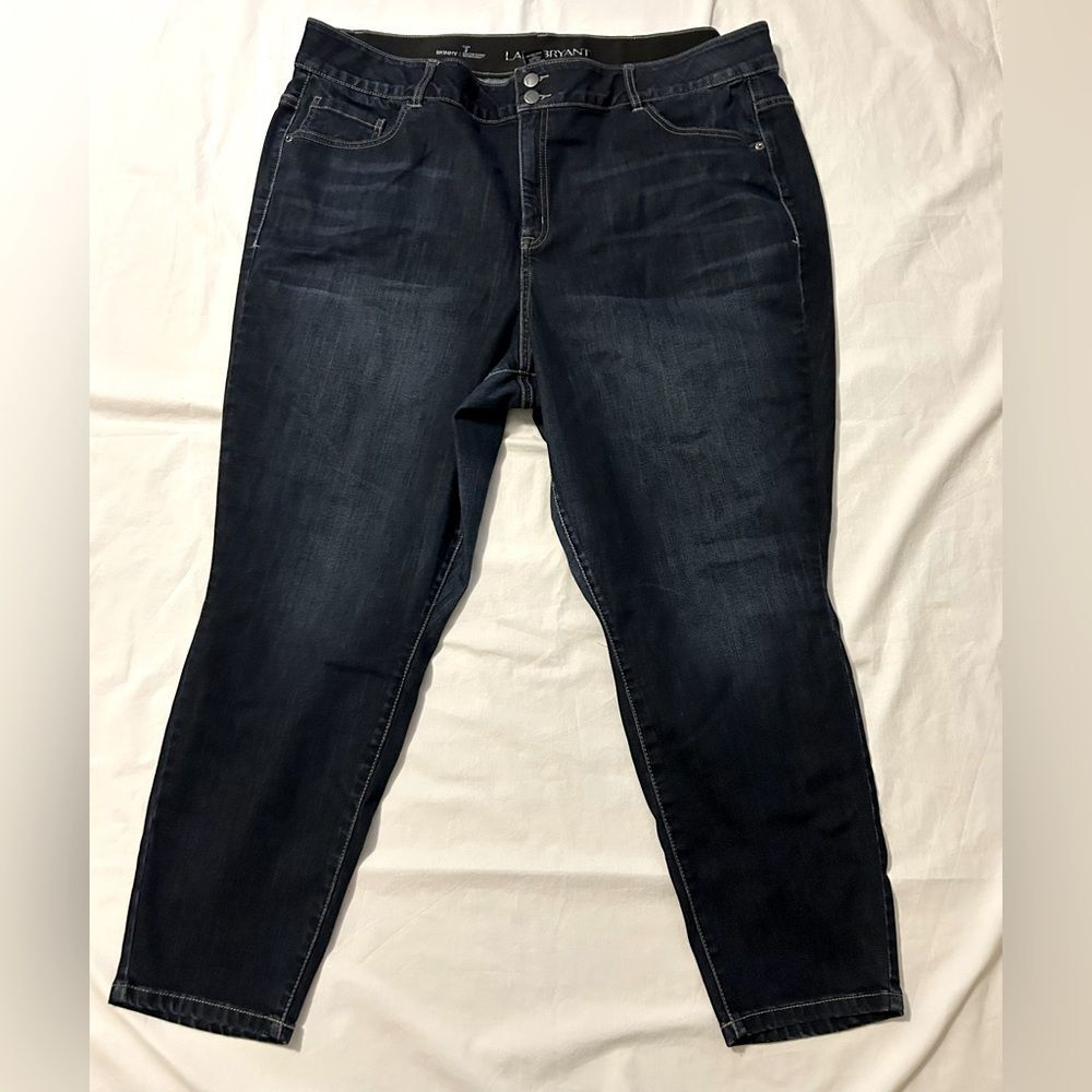 Lane Bryant dark wash skinny tummy control technology size 26 short